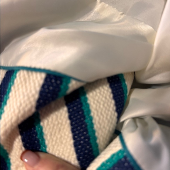 Talbots Blue, Green and White Striped Fringed Blazer - Picture 11 of 12